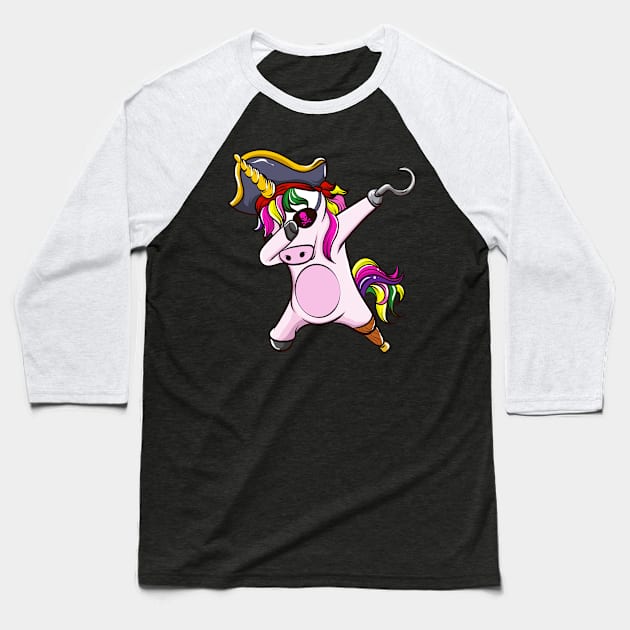 Dabbing Unicorn Pirate Halloween Costume Gift Funny T-Shirt Baseball T-Shirt by Dr_Squirrel